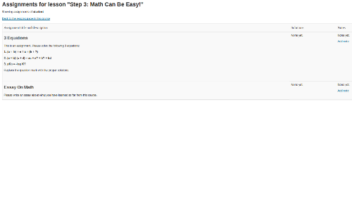 Assignments for a Lesson
