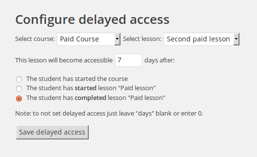 Configure delayed access for a lesson